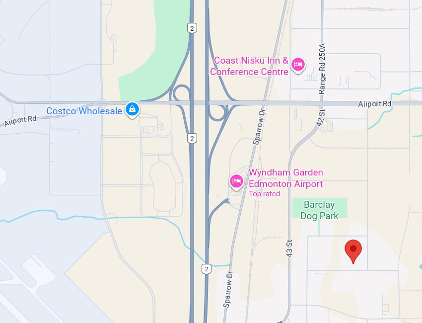 Contact Bert Baxter Transport Ltd.  Leduc Branch Office Map